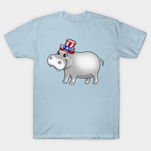 USA Patriotic Hippo T-Shirt